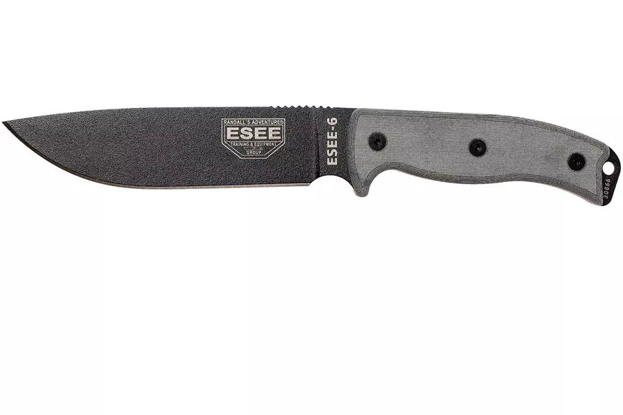 Cuchillo ESEE Model 6 Black blade, Grey Handle 6P-B con funda negra