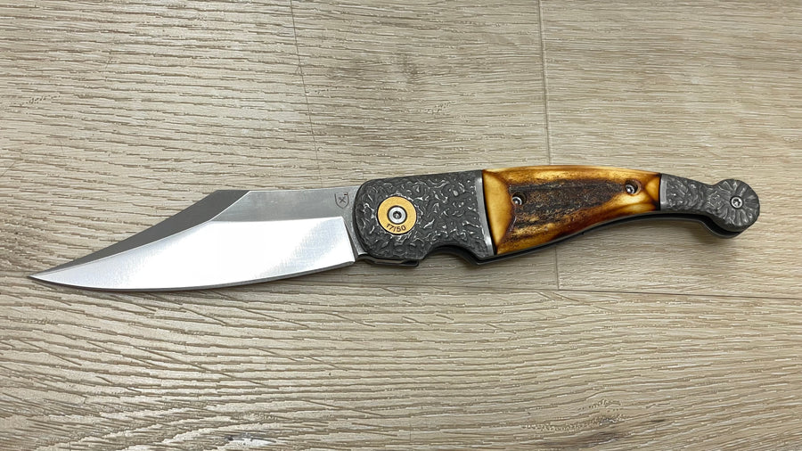 Navaja Gitano Gen 2, edición única, customizada a mano Por Gudy Van Poppel, Stag/Magnacut/ Titanio