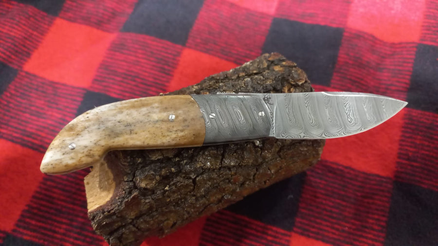 Navaja Viper Damascus Timeless Hueso Jirafa