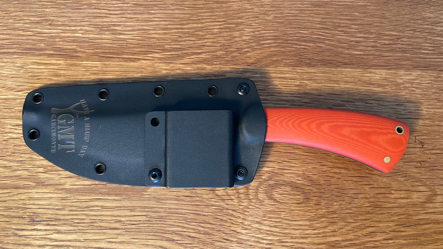 Cuchillo Garcimonte GMT Worker en cachas micarta naranja y funda Kydex