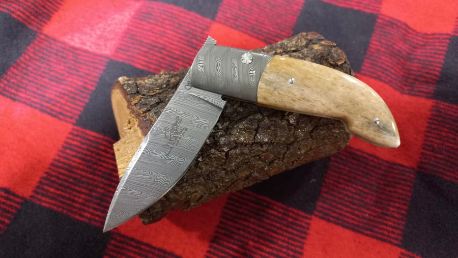 Navaja Viper Damascus Timeless Hueso Jirafa