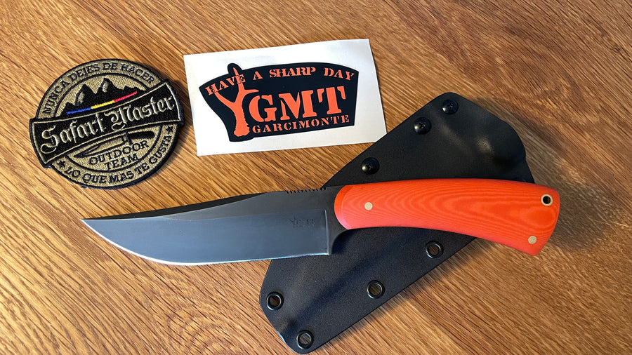 Cuchillo Garcimonte GMT Worker en cachas micarta naranja y funda Kydex