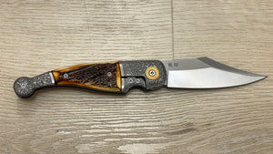 Navaja Gitano Gen 2, edición única, customizada a mano Por Gudy Van Poppel, Stag/Magnacut/ Titanio