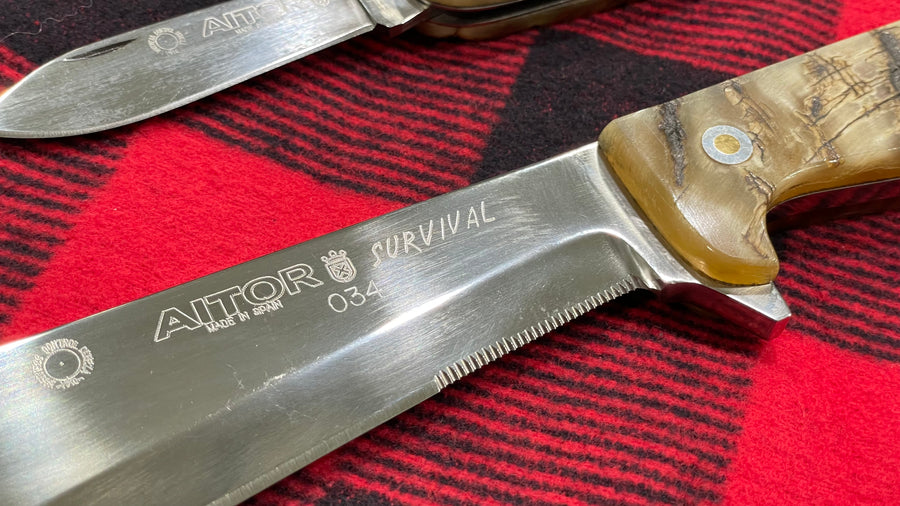 Cuchillo y Navaja Aitor Survival Combo Set Edición limitada n.34/100 en cachas de carnero selección