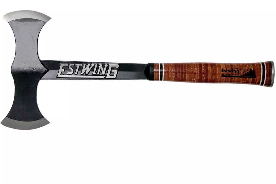 Hacha Estwing Black Eagle Leather Double Bit Mango Cuero