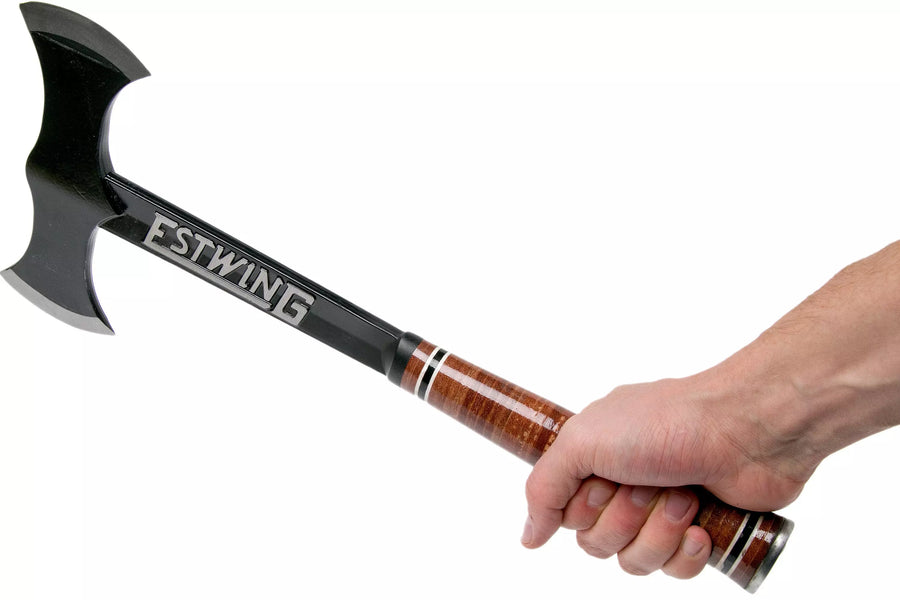 Hacha Estwing Black Eagle Leather Double Bit Mango Cuero