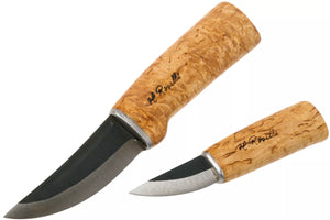 Cuchillo de caza Roselli y cuchillo abuela R180 con funda de cuero